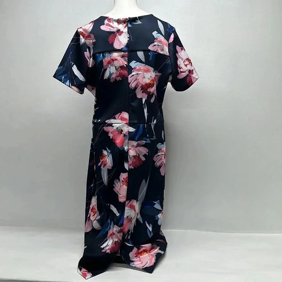 Alexia Admor Dress Short Sleeve A Line Scuba Floral Print Navy Blue Size XL - Picture 6 of 10